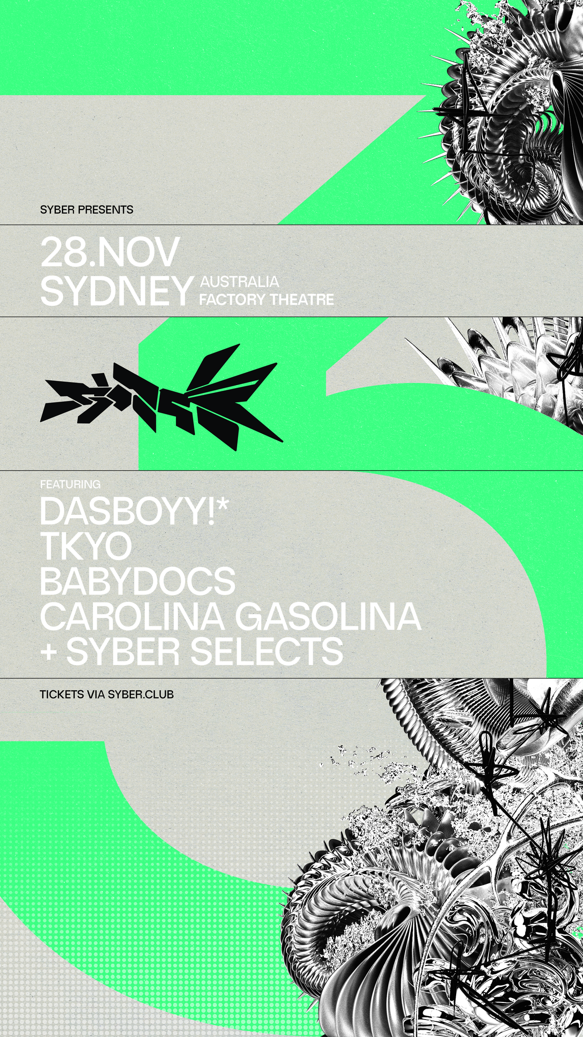 Poster: SYBER: 3rd Birthday, Sydney, Sat 28 Nov 2026 at The Factory Theatre